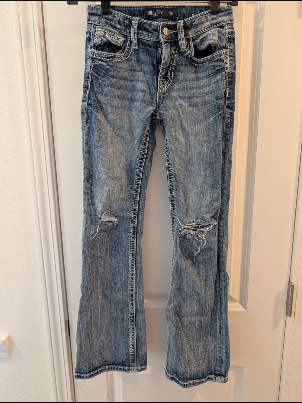 Miss Me Girls Light Wash Distressed Bootcut Jeans - Blue
